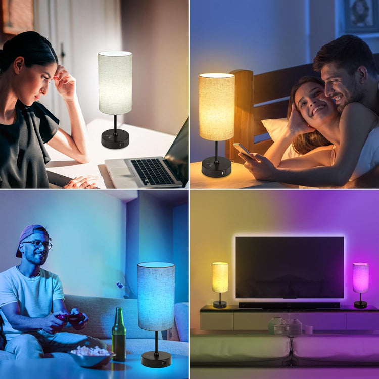 Unicozin Table Lamp RGB Color Changing Dimmable Bedside Lamp