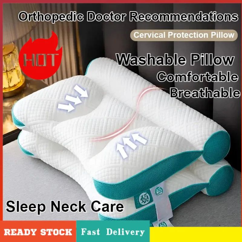 Anti-traction pillow for neck care during rest, ergonomic, orthopedic, super comfortable