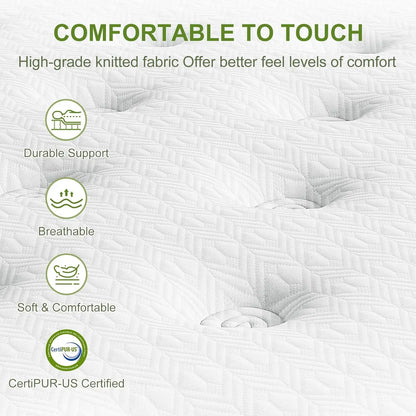 Mattress 14 Inch Hybrid Mattress King Size in a Box with Gel Memory Foam and Pocket Springs Pressure Relief Motion Isolation