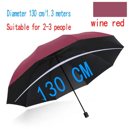 130CM Oversized Folding Umbrella Windproof and Waterproof Large Sun and Rain Umbrella for Travel and Family Use