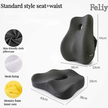 Memory Foam Office Chair Cushion Car Seat Support Waist Pillow Massage Lumbar Orthopedic Pillow Buttock Coccyx Cushion Back Pads