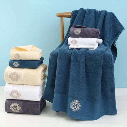 1/5/10PCS Bathroom Cotton Towel 35x75cm 70x140cm Hand Face Bath Towel Soft Gift Absorbent Sport Absorbent Towel 수건세트 Blue White