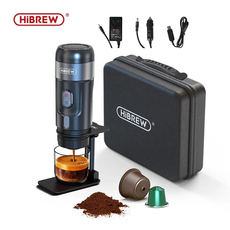 HiBREW Portable Coffee Machine for Car & Home,DC12V  Expresso Coffee Maker Fit Nexpresso Dolce  Pod Capsule  Coffee Powder H4A