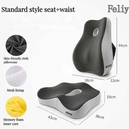 Memory Foam Office Chair Cushion Car Seat Support Waist Pillow Massage Lumbar Orthopedic Pillow Buttock Coccyx Cushion Back Pads