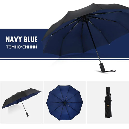 New automatic folding business large umbrella household vinyl umbrella ten-bone umbrella strong windproof and rainproof