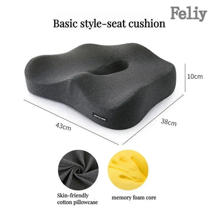 Memory Foam Office Chair Cushion Car Seat Support Waist Pillow Massage Lumbar Orthopedic Pillow Buttock Coccyx Cushion Back Pads