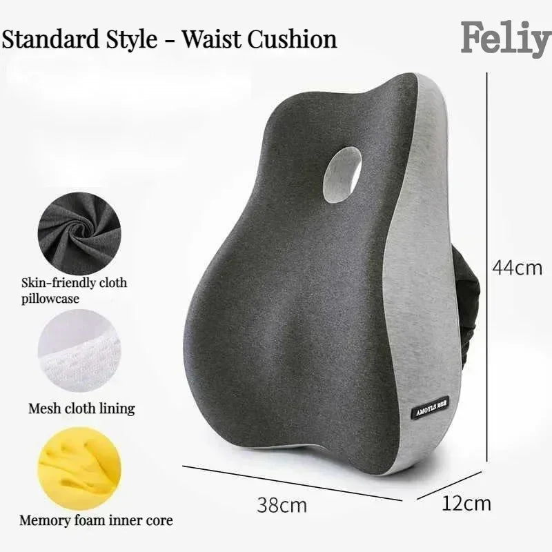 Memory Foam Office Chair Cushion Car Seat Support Waist Pillow Massage Lumbar Orthopedic Pillow Buttock Coccyx Cushion Back Pads