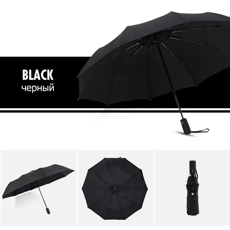 New automatic folding business large umbrella household vinyl umbrella ten-bone umbrella strong windproof and rainproof