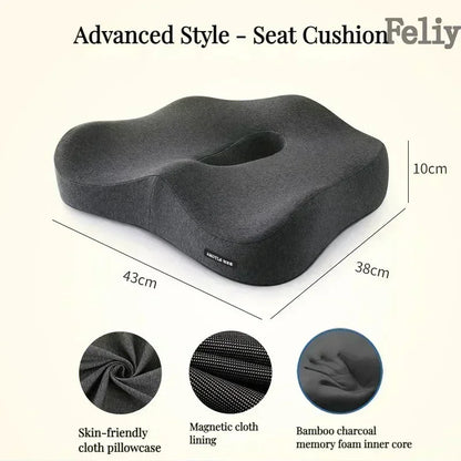 Memory Foam Office Chair Cushion Car Seat Support Waist Pillow Massage Lumbar Orthopedic Pillow Buttock Coccyx Cushion Back Pads