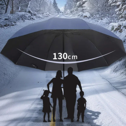 130CM Oversized Folding Umbrella Windproof and Waterproof Large Sun and Rain Umbrella for Travel and Family Use