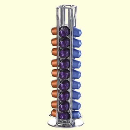 Coffee Pod Holder for Nespresso OriginalLine Storage Organizer 360 Rotatable Coffee Capsules Carousel 20-40-60 Coffee Pods