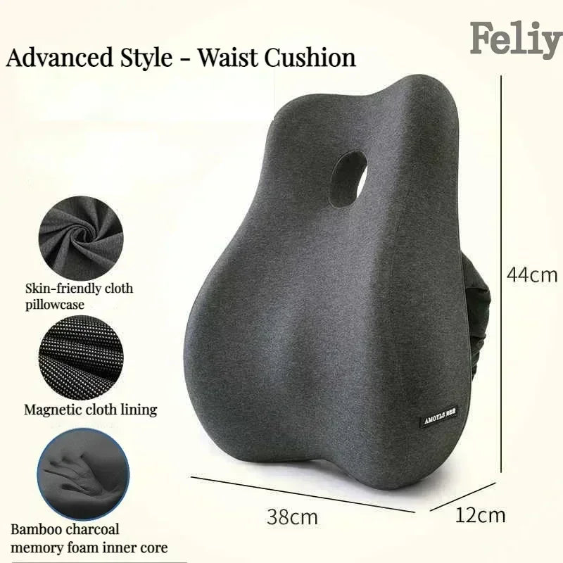 Memory Foam Office Chair Cushion Car Seat Support Waist Pillow Massage Lumbar Orthopedic Pillow Buttock Coccyx Cushion Back Pads