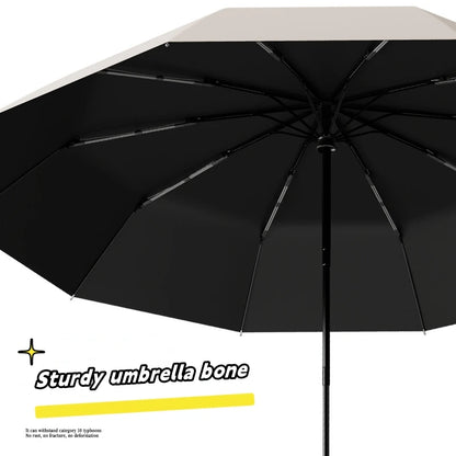 Extra Large Reinforced Wind-resistant Rain-resistant Dual-purpose UV-resistant Fully Automatic Ring-buckle Umbrella