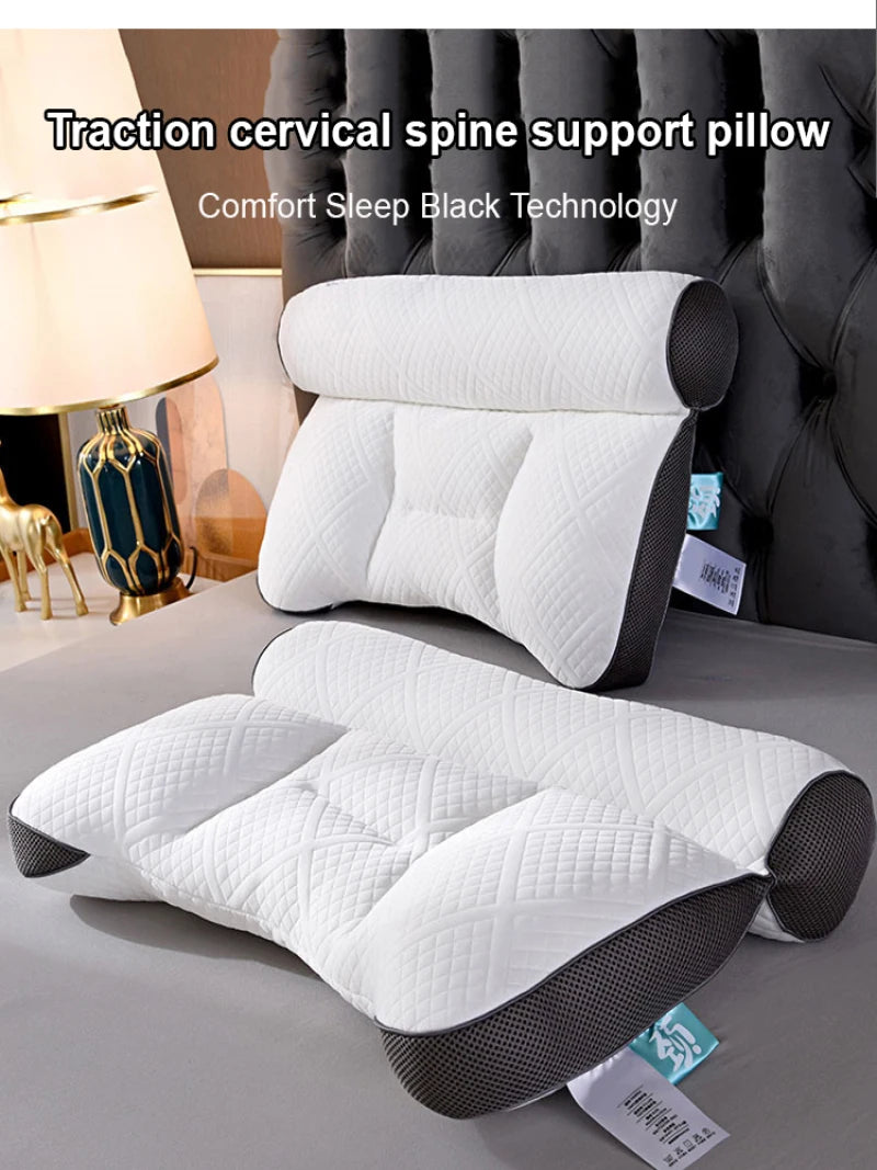 Anti-traction pillow for neck care during rest, ergonomic, orthopedic, super comfortable