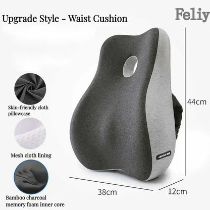 Memory Foam Office Chair Cushion Car Seat Support Waist Pillow Massage Lumbar Orthopedic Pillow Buttock Coccyx Cushion Back Pads