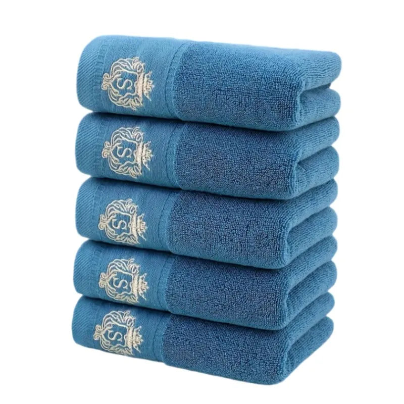 1/5/10PCS Bathroom Cotton Towel 35x75cm 70x140cm Hand Face Bath Towel Soft Gift Absorbent Sport Absorbent Towel 수건 세트 Blue White