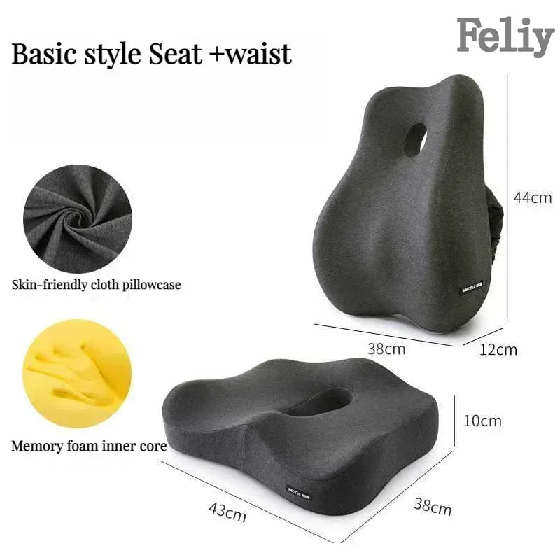 Memory Foam Office Chair Cushion Car Seat Support Waist Pillow Massage Lumbar Orthopedic Pillow Buttock Coccyx Cushion Back Pads