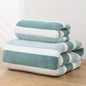 2 Pc Quick-Drying Striped Towel Set for Soft and Absorbent Bathroom Experience Includes 1 Bath Towel and 1 Hand Towel Sauna