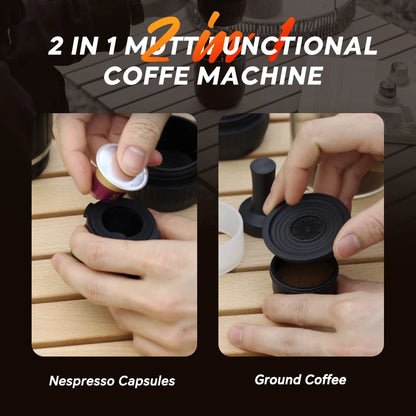 2 in 1 Portable Espresso Machine Coffee Maker Compatible with Nespresso Capsule  Ground Coffee for Car Traval Camping Coffeeware