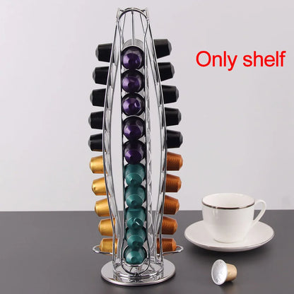 Coffee Pod Holder for Nespresso OriginalLine Storage Organizer 360 Rotatable Coffee Capsules Carousel 20-40-60 Coffee Pods