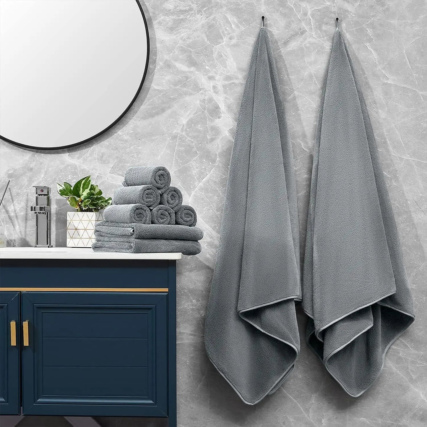 Oversized Bath Towels Set of 4 Dark Gray Extra Large Bath Sheets Towels for Adults 35x70in Ultra Soft Bathroom Towels Microfiber