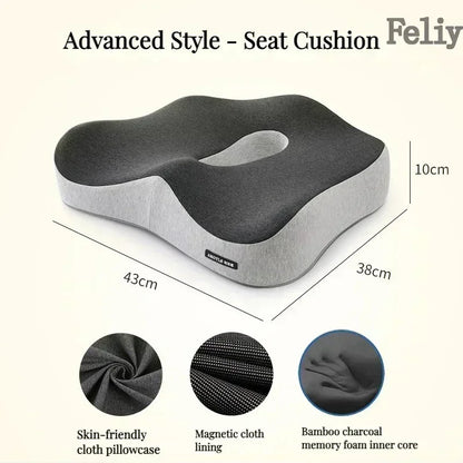 Memory Foam Office Chair Cushion Car Seat Support Waist Pillow Massage Lumbar Orthopedic Pillow Buttock Coccyx Cushion Back Pads